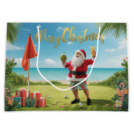 Sacola Para Presentes Grande Golfe no Natal com o Papai Noel no Havaí