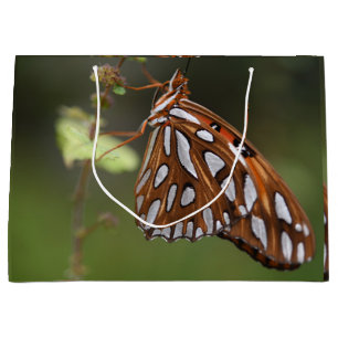Sacola Para Presentes Grande Golfo de Borboleta Verde, Laranja e Branco