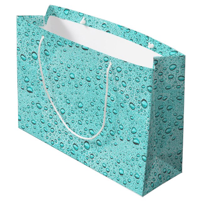 Sacola Para Presentes Grande Gotas aquamarinas (Verso inclinado)