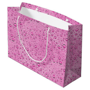 Sacola Para Presentes Grande Gotas de água rosa quente