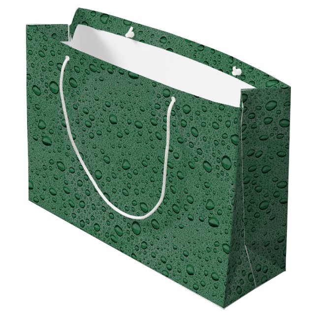 Sacola Para Presentes Grande Gotas de água verde (Verso inclinado)