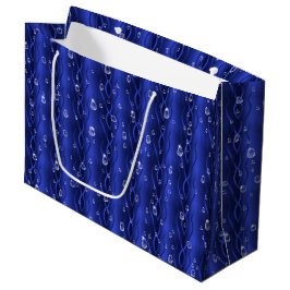 Sacola Para Presentes Grande Gotas de chuva em metal azul