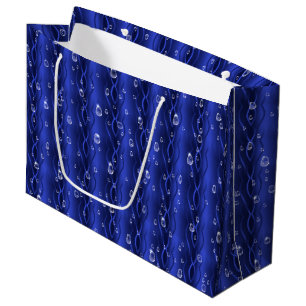 Sacola Para Presentes Grande Gotas de chuva em metal azul