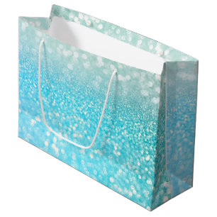Sacola Para Presentes Grande Gradiente Azul de Verão Azul de Prata Aqua