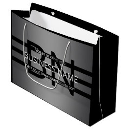 Sacola Para Presentes Grande Gradiente Cinza Moderno e Listras Horizontais Pret