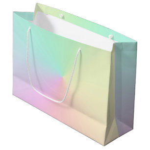 Sacola Para Presentes Grande Gradiente claro Ombre Arco-Íris Pastel Estético