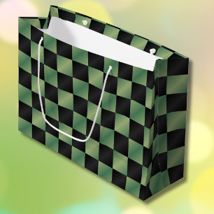 Sacola Para Presentes Grande Gradiente Preto Verde Azul Moderno Verificado