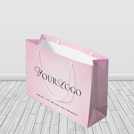 Sacola Para Presentes Grande Gradiente Rosa Logotipo Empresarial Personalizado 