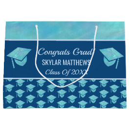 Sacola Para Presentes Grande Graduação Blue Opal Pattern Trendy Pargrats