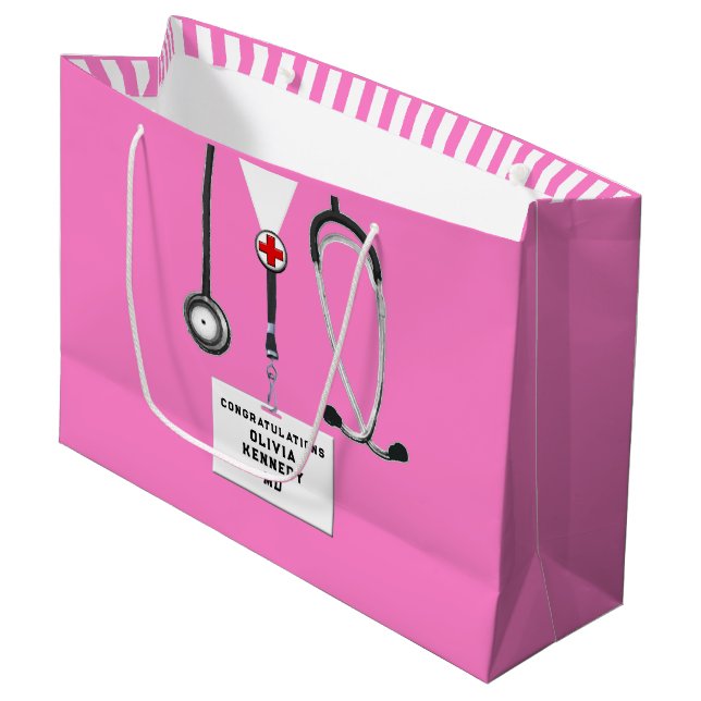 Sacola Para Presentes Grande Graduação em Medicina (Frente inclinada)