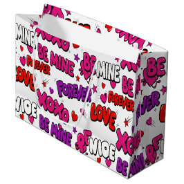 Sacola Para Presentes Grande Graffiti de Quadrinhos da Moda "Be Mine" Tipografi