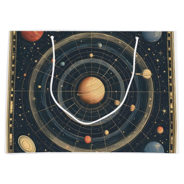 Sacola Para Presentes Grande Gráfico Celestial Centrado em Júpiter Design (3) (Frente)
