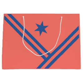 Sacola Para Presentes Grande Gráfico Moderno de Stripes Diagonais Azuis Corais