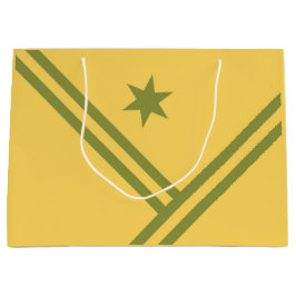 Sacola Para Presentes Grande Gráfico Moderno de Stripes Diagonais Verdes Dourad