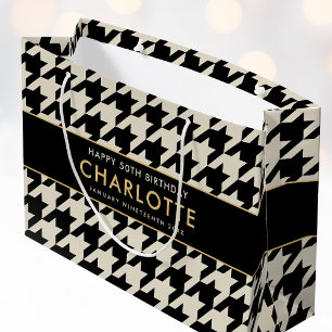 Sacola Para Presentes Grande Grande Aniversário do Houndstooth A Qualquer 50 An