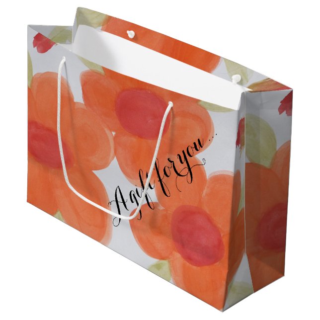 Sacola Para Presentes Grande Grande Bag Floral Laranja (Frente inclinada)