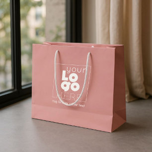 Sacola Para Presentes Grande Grande Banda de Compras a Rosa com Logotipo de Emp