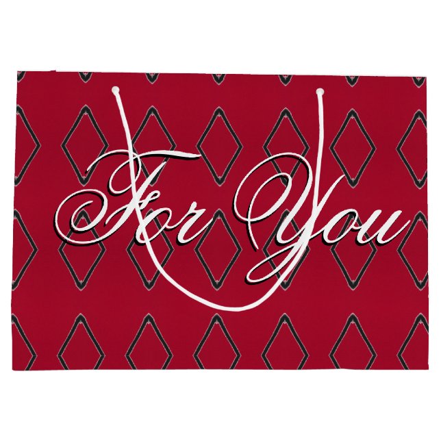Sacola Para Presentes Grande Grande Burgundy - Design de Papel de Diamante - Sa (Verso)