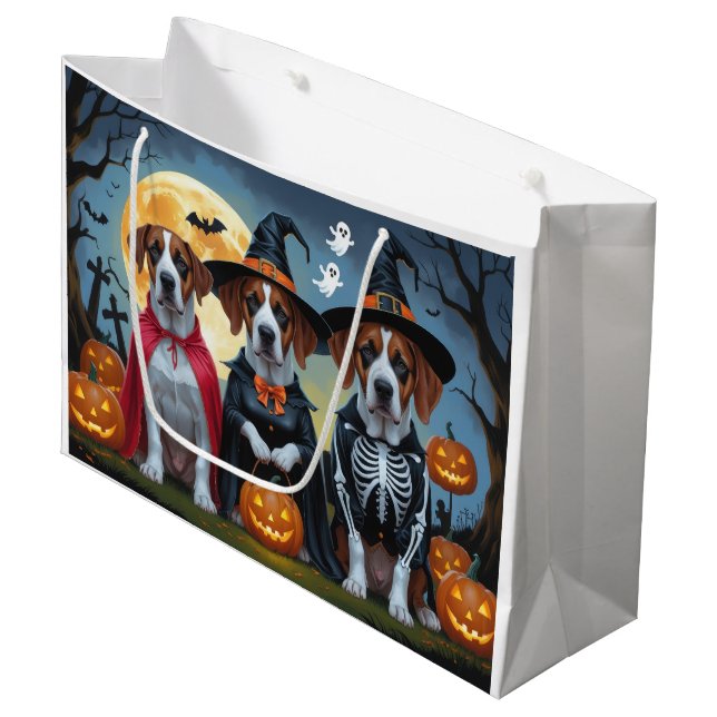 Sacola Para Presentes Grande Grande Dane Dogs Pumpkin Halloween Engraçado (Frente inclinada)