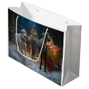 Sacola Para Presentes Grande Grande Danês Sleigh Neve Decoração de Natal