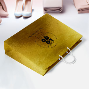 Sacola Para Presentes Grande Grande logotipo personalizado Dourado Faux Foil Sh