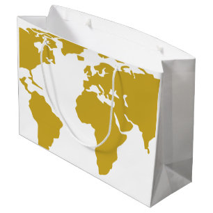 Sacola Para Presentes Grande Grande saco do presente - mapa do mundo Dourado