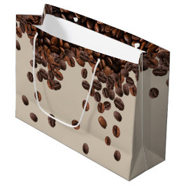 Sacola Para Presentes Grande Grãos de Café 