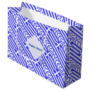 Sacola Para Presentes Grande Grécia e Bandeira Grega Azul Azulejado Personaliza