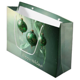 Sacola Para Presentes Grande Green Christmas Ball Holiday Gift Bag