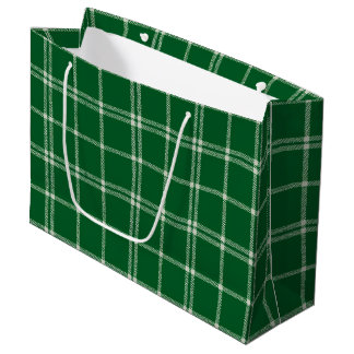 Sacola Para Presentes Grande Green Mistletoe Plaid