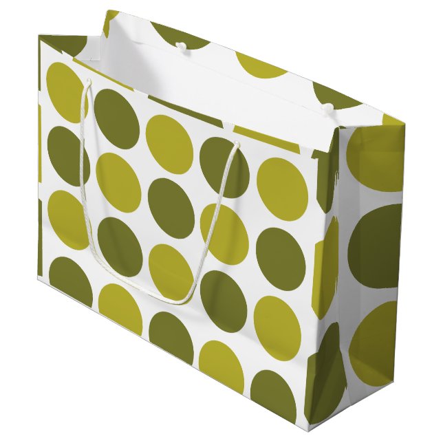 Sacola Para Presentes Grande Green Polka Dots Baby Shower Birthday (Frente inclinada)