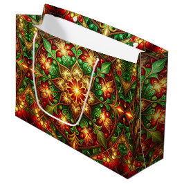 Sacola Para Presentes Grande Green Red Decorative Holiday Gift Bag