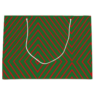 Sacola Para Presentes Grande Green & Red Diagonal Lines Gift Bag