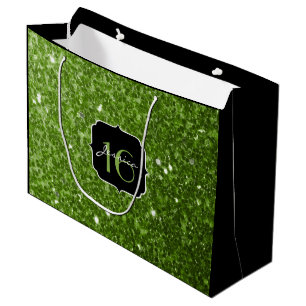Sacola Para Presentes Grande Greenery Green Glitter brilha Doce 16