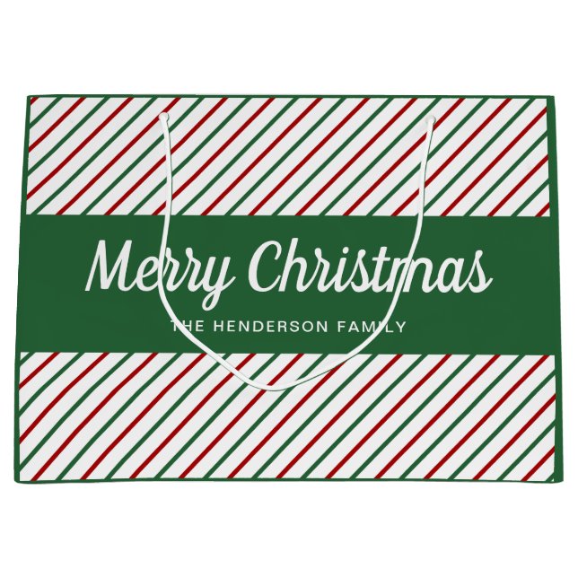 Sacola Para Presentes Grande Greve Verde Festiva Feliz Natal (Frente)