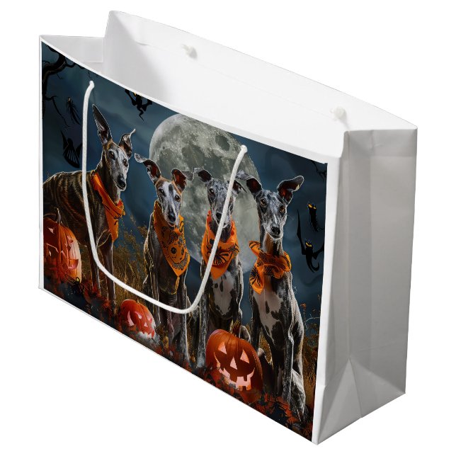 Sacola Para Presentes Grande Greyhound Halloween Assustador (Frente inclinada)