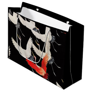 Sacola Para Presentes Grande Gruas voadoras japonesas Kimono Art