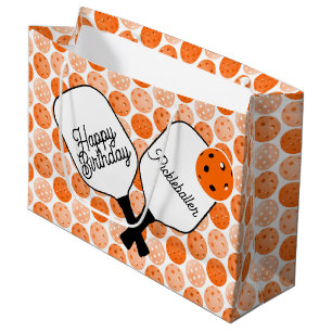 Sacola Para Presentes Grande Grupo Personalizado Laranja Picklebolas e Paddles