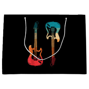 Sacola Para Presentes Grande Guitarra Retro Guitarrista Baixo Guitarra Elétrica
