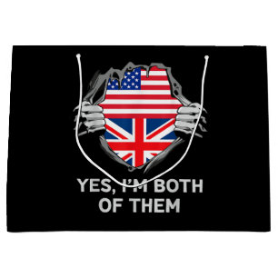 Sacola Para Presentes Grande Half American Half British USA England Flag Mens W