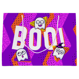 Sacola Para Presentes Grande Halloween BOO Ghosts Purple Party Bag