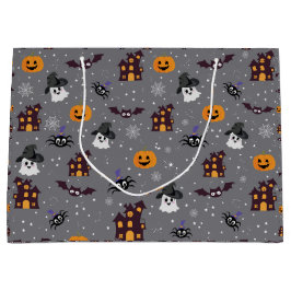 Sacola Para Presentes Grande Halloween Cinza