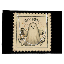 Sacola Para Presentes Grande Halloween Ghost Lantern Gift Bag - "Ei Boo"