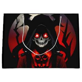 Sacola Para Presentes Grande Halloween, um fantasma do crânio assustador