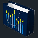 Sacola Para Presentes Grande Hanukkah Candles<br><div class="desc">Esta design é linda e brilhante e te enche até a borda com espírito de feriado de Chanucá</div>