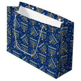 Sacola Para Presentes Grande Hanukkah Menorah Blue Star Jewish Grande Bag