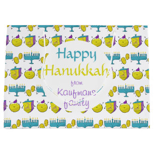 Sacola Para Presentes Grande Hanukkah moderno engraçado adiciona seu nome pers