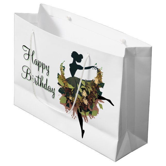 Sacola Para Presentes Grande Happy Birthday Ballerina  (Frente inclinada)