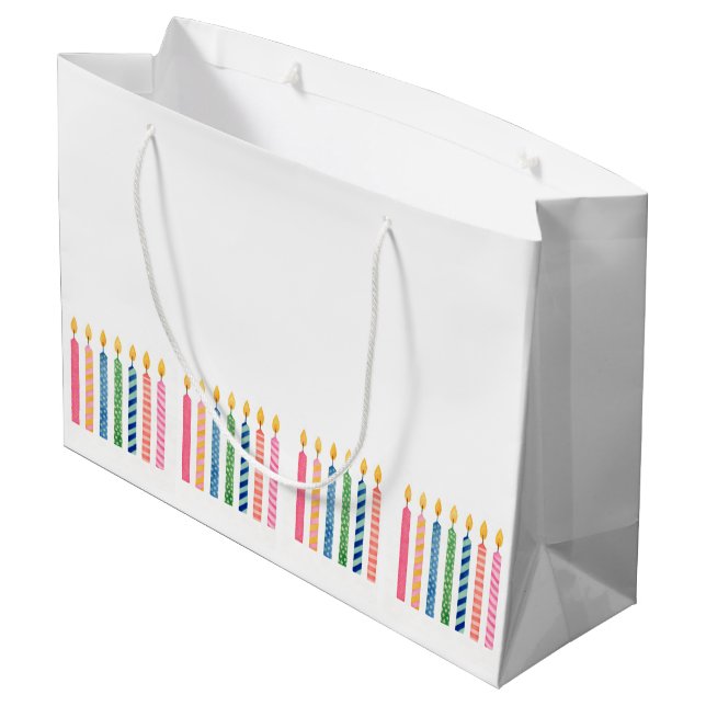 Sacola Para Presentes Grande Happy Birthday Candles Artisan Celebration (Verso inclinado)
