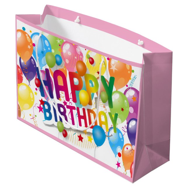 Sacola Para Presentes Grande Happy Birthday Festive Gift Bag ("Bright, Bold, birthday ready")
